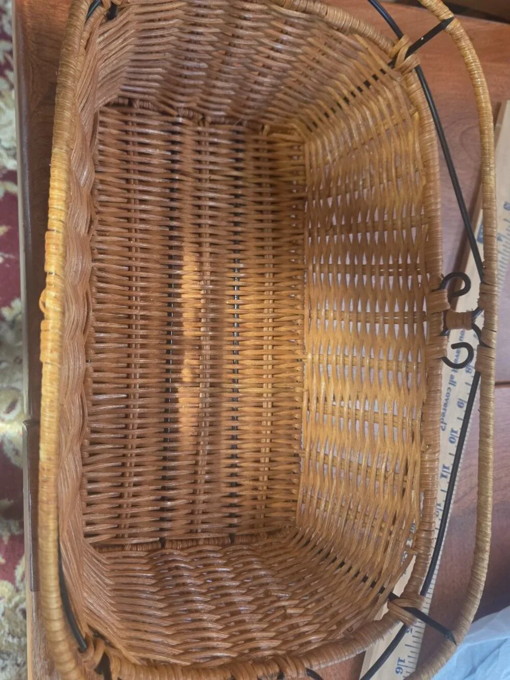 princess house woven rattan basket metal frame
